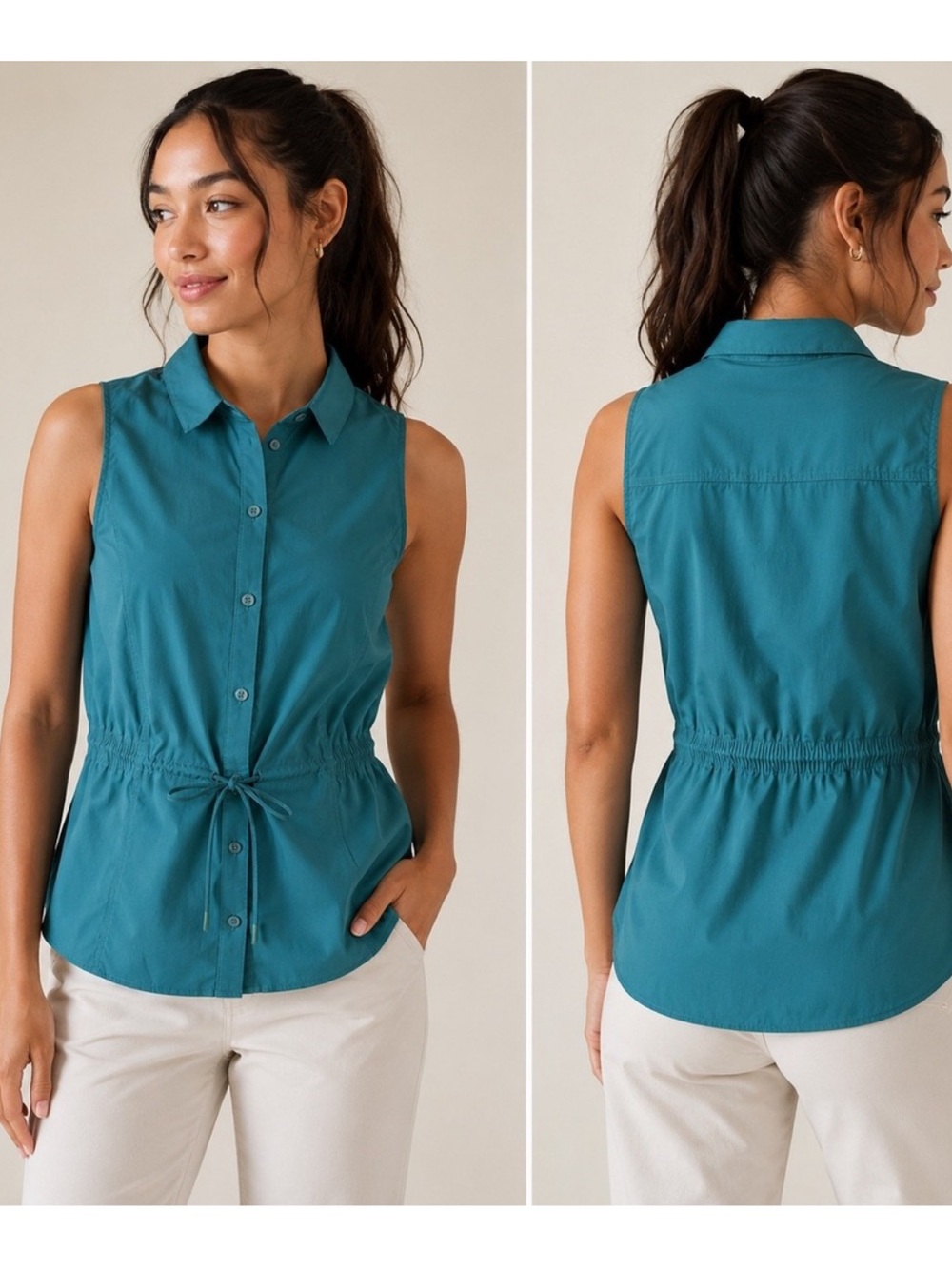 Athleta Levitate poplin tank top in teal
